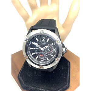 Nautica Men's Watch N13540 Quartz Black Dial Day Date Rubber Band 47mm